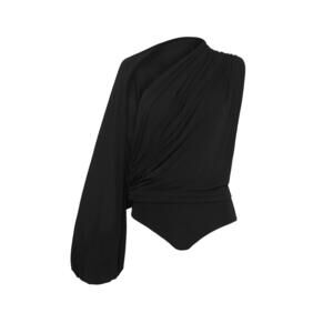NEW ESSE women's gossamer drape bodysuit in black